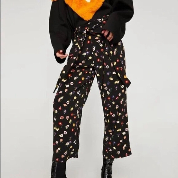 Zara TRF Floral Flowy Wide Leg Culotte Pant XS - Picture 1 of 16